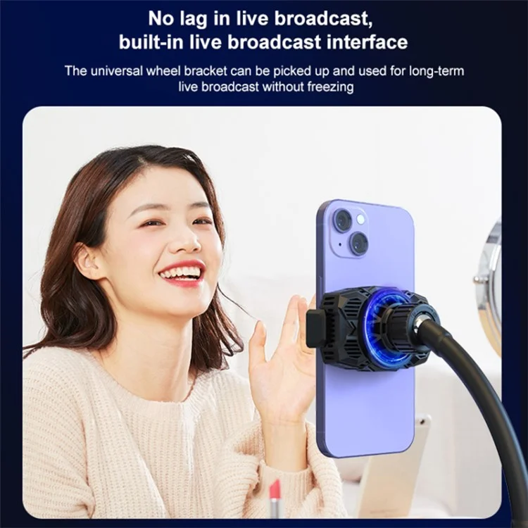 S98 Semiconductor Cooling Fan Phone Cooler Mobile Phone Radiator with Phone Holder Stand Mount - Black