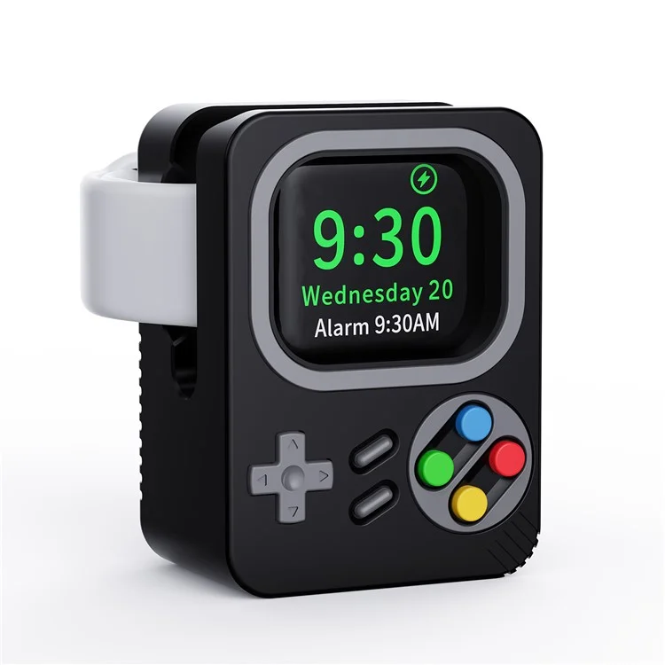 Supporto Caricatore per Apple Watch, Supporto da Carica Stile Console di Gioco Retrò in Silicone - Nero