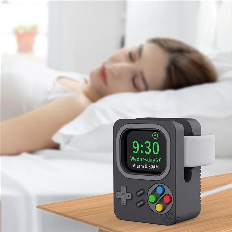 Supporto Caricatore per Apple Watch, Supporto da Carica Stile Console di Gioco Retrò in Silicone - Nero