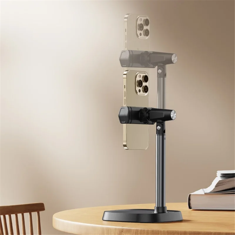 BONERUY T8 Cell Phone Stand Height Angle Adjustable Phone Holder Stand for Live Vlog Streaming Video - White