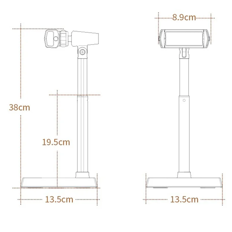 BONERUY T8 Cell Phone Stand Height Angle Adjustable Phone Holder Stand for Live Vlog Streaming Video - White