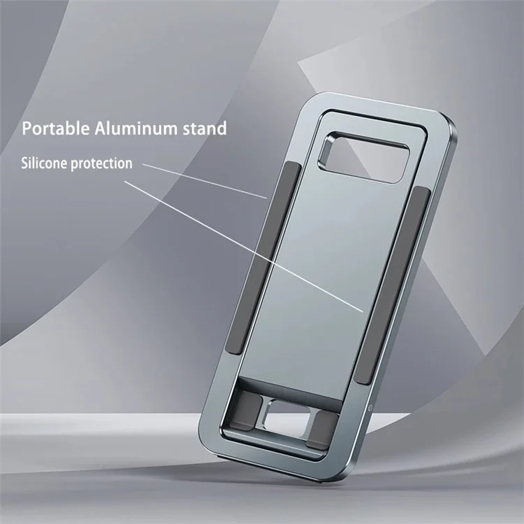BONERUY T6 Cell Phone Stand Foldable Aluminum Adjustable Phone Tablet Holder Cradle Dock for Desk Travel - Dark Grey