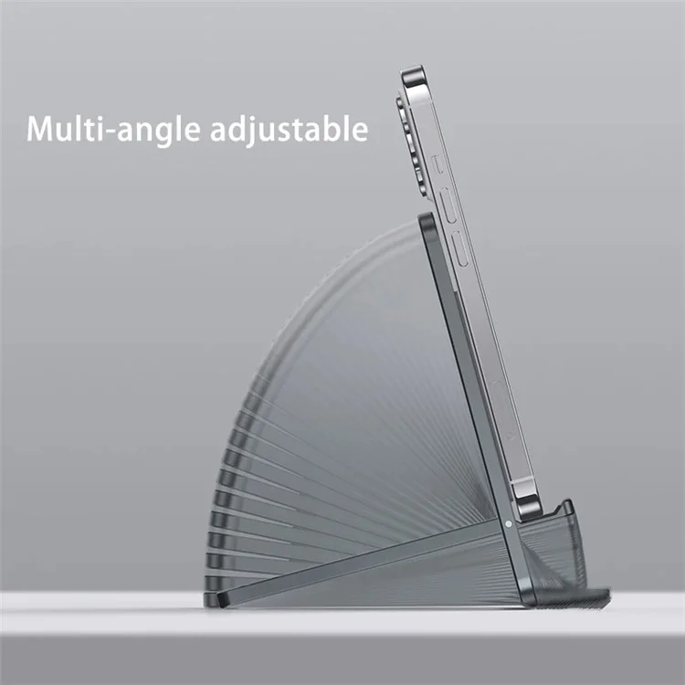 BONERUY T6 Cell Phone Stand Foldable Aluminum Adjustable Phone Tablet Holder Cradle Dock for Desk Travel - Dark Grey