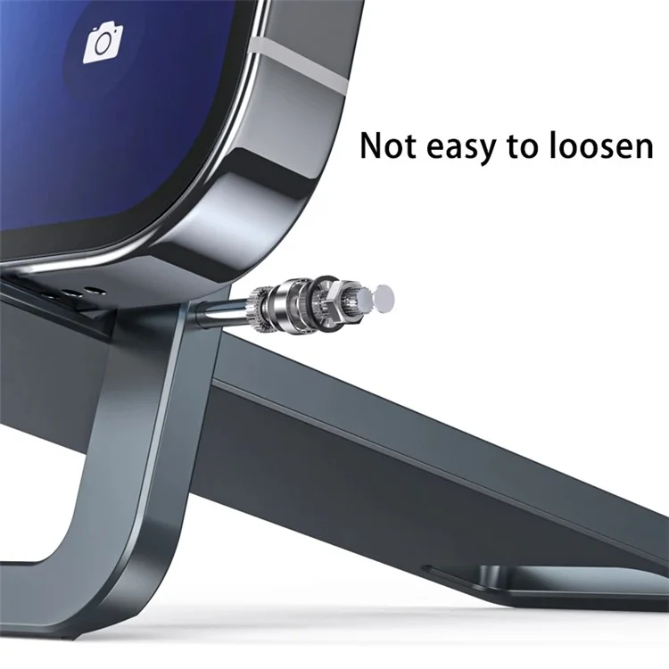 BONERUY T6 Cell Phone Stand Foldable Aluminum Adjustable Phone Tablet Holder Cradle Dock for Desk Travel - Dark Grey