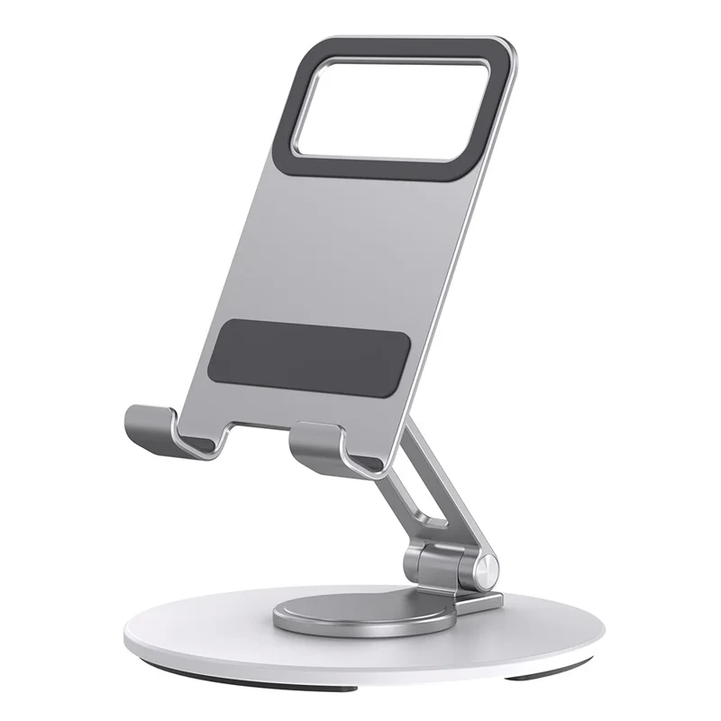 BONERUY L60 Support de téléphone portable 360 degrés Socle de tablette téléphone Dock Alliage d'aluminium Support de bureau - Argent