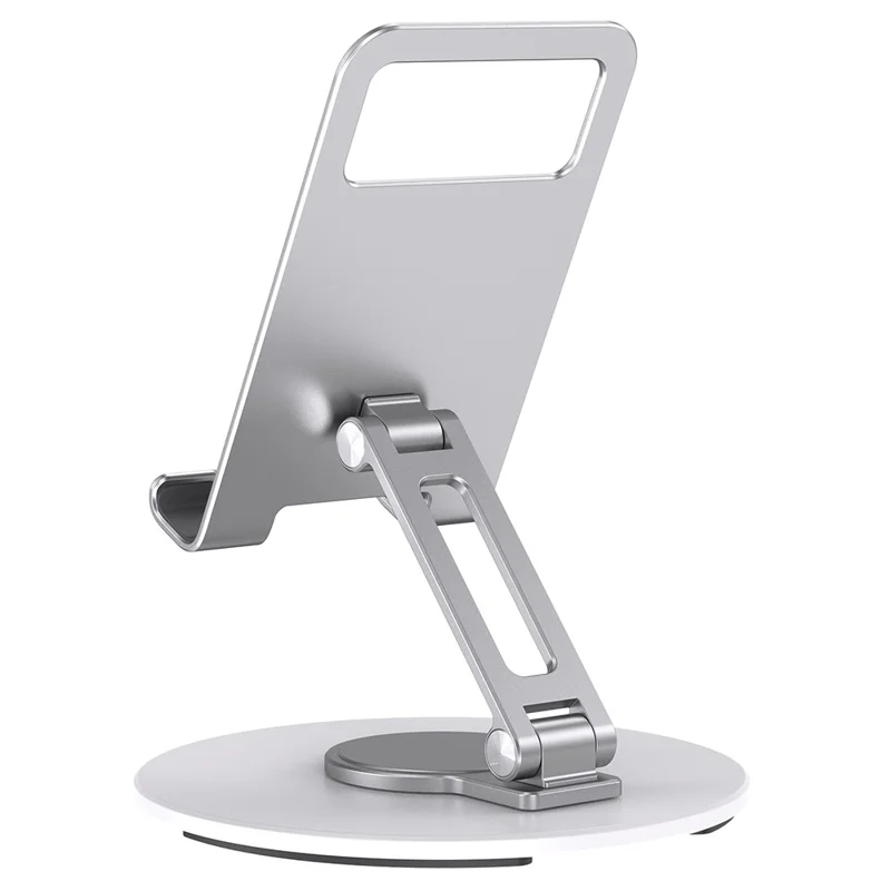 BONERUY L60 Support de téléphone portable 360 degrés Socle de tablette téléphone Dock Alliage d'aluminium Support de bureau - Argent