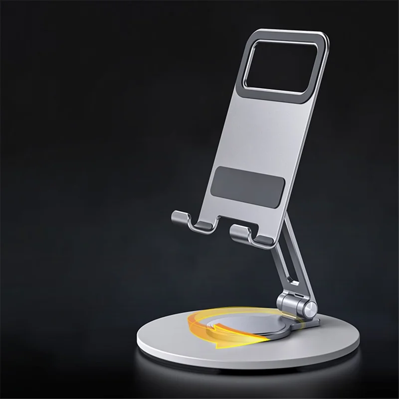 BONERUY L60 Support de téléphone portable 360 degrés Socle de tablette téléphone Dock Alliage d'aluminium Support de bureau - Argent