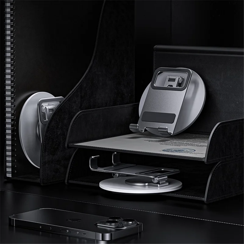 BONERUY L60 Support de téléphone portable 360 degrés Socle de tablette téléphone Dock Alliage d'aluminium Support de bureau - Argent