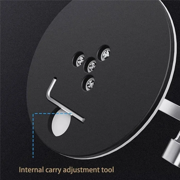 BONERUY L06X Cell Phone Stand Aluminum Alloy Tablet Cradle Desktop Dock 360 Degree Rotating Foldable Phone Holder - Dark Grey