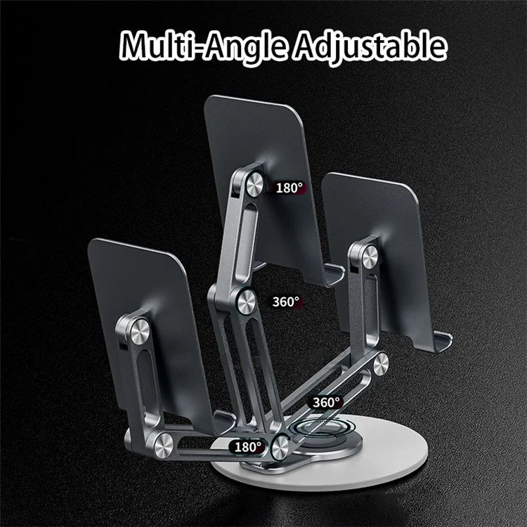 BONERUY L06MINI Tablet Stand Holder Adjustable Aluminum Alloy Desktop Phone Mount Stand 360 Degree Rotating Cradle - Silver