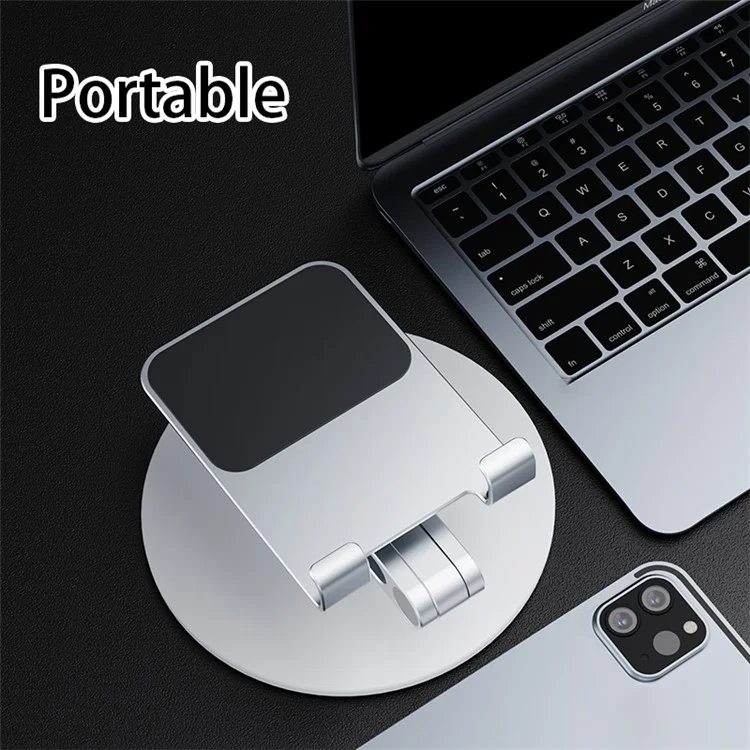 BONERUY L06MINI Tablet Stand Holder Adjustable Aluminum Alloy Desktop Phone Mount Stand 360 Degree Rotating Cradle - Silver