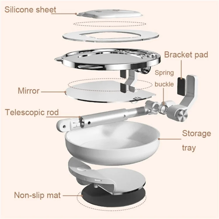 ICARERFAMILY IF-ZMZJ01 Mirror Design Cartoon Desktop Bracket Folding Stand for Phone / Tablet - Pink