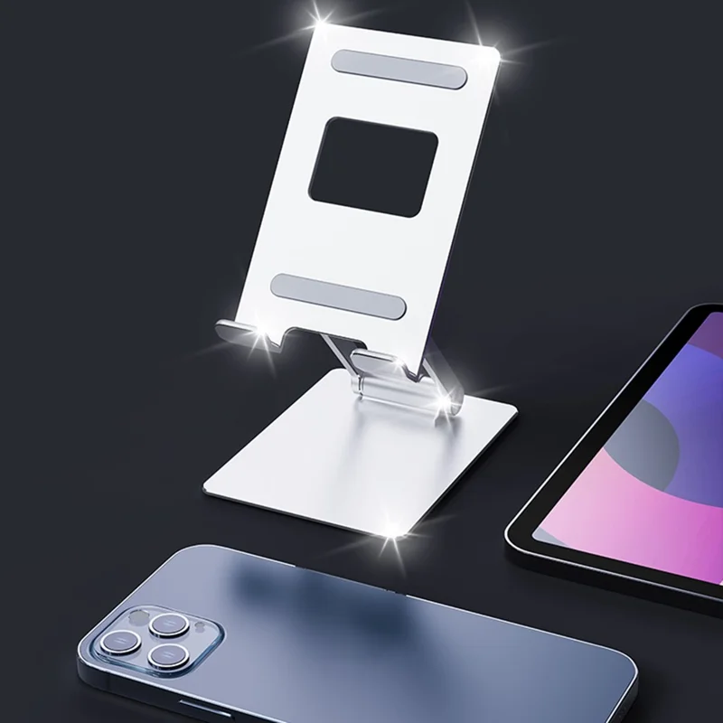 R-JUST SJ33 Foldable Cell Phone Stand Universal 9.7'' Aluminum Alloy Mobile Phone Holder Cradle Dock - Grey