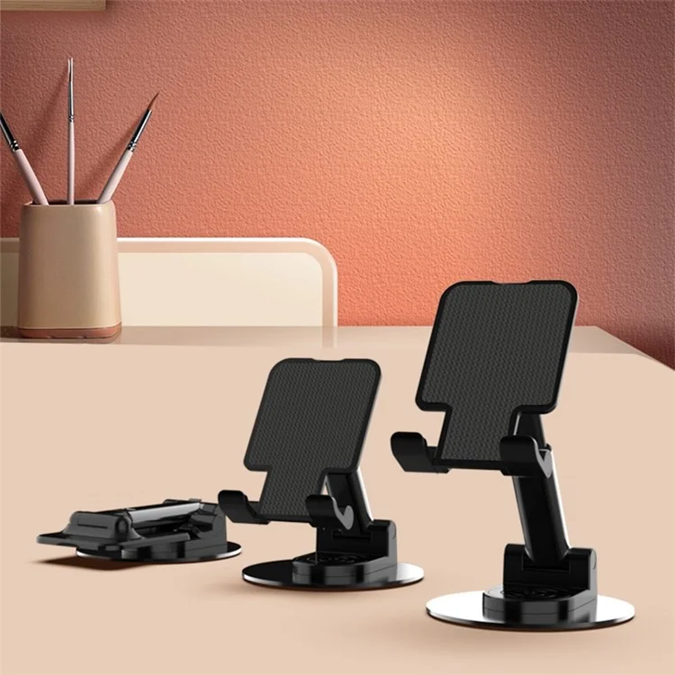 CCT21 Universal Soporte de teléfono móvil plegable de 360 grados Silicona+ABS Soporte de escritorio para tableta para ver vídeos, jugar - Negro 