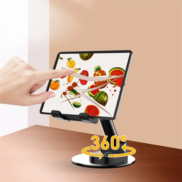CCT21 Universal Soporte de teléfono móvil plegable de 360 grados Silicona+ABS Soporte de escritorio para tableta para ver vídeos, jugar - Negro 