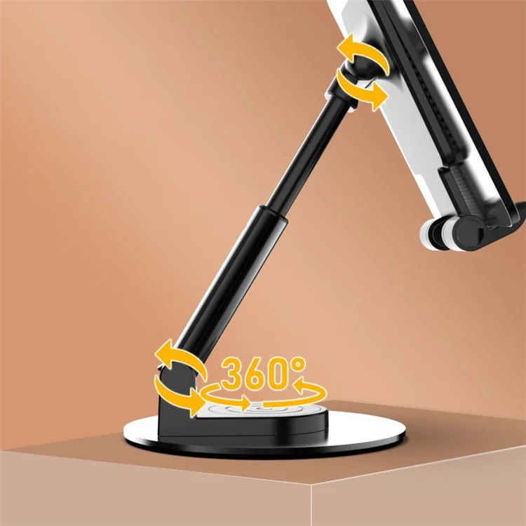 CCT21 Universal Soporte de teléfono móvil plegable de 360 grados Silicona+ABS Soporte de escritorio para tableta para ver vídeos, jugar - Negro 