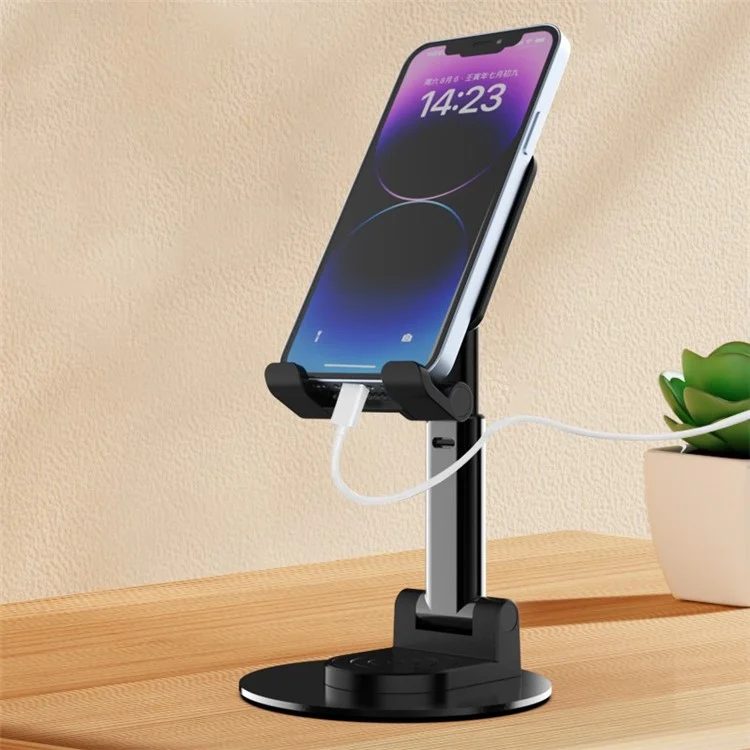 CCT21 Universal Soporte de teléfono móvil plegable de 360 grados Silicona+ABS Soporte de escritorio para tableta para ver vídeos, jugar - Negro 