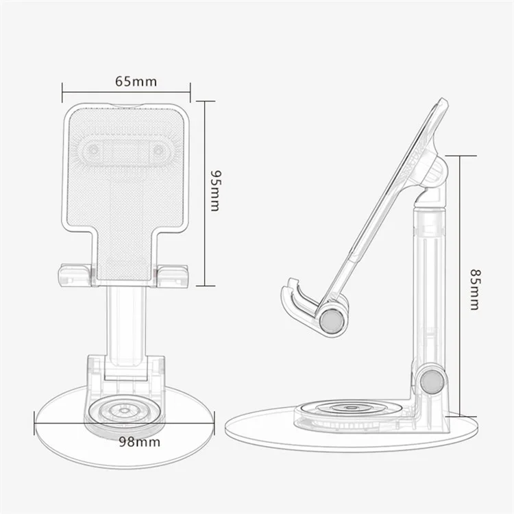 CCT21 Universal Soporte de teléfono móvil plegable de 360 grados Silicona+ABS Soporte de escritorio para tableta para ver vídeos, jugar - Negro 