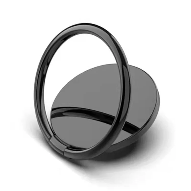 360 Degree Rotation Phone Ring Holder Zinc Alloy Cellphone Stand Adhesive Kickstand Support Magnetic Car Mount - Black