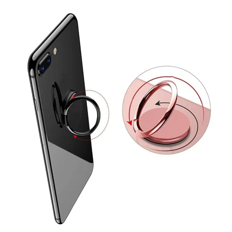 360 Grad Rotations-Handyringe Halter Zinklegierung Handyständer Klebehalterung Kickstand Unterstützung Magnetische Autohalterung - Schwarz