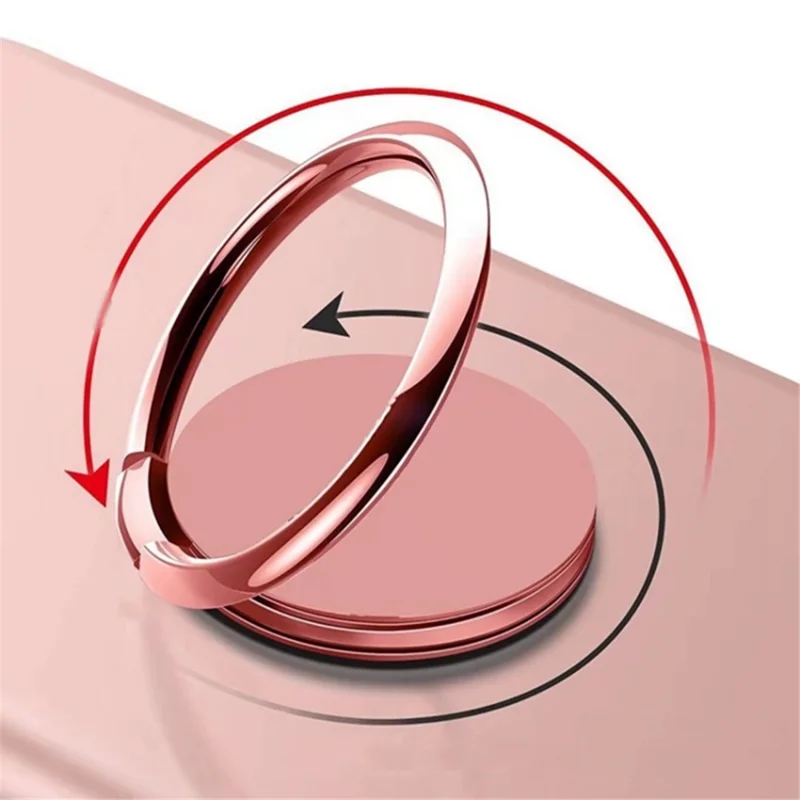 360 Graus de Rotação do Anel do Telefone Suporte Zinc Alloy Celular Adesivo Kickstand Suporte Magnético do Carro - Rose Gold