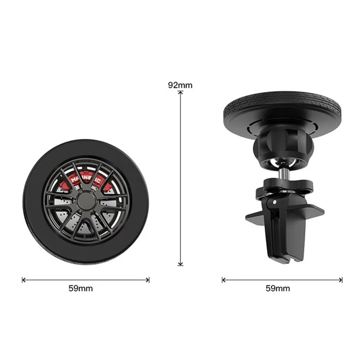 Bulk Purchasing CZ05-B Wheel Shape Magnetic Clip Car Phone Mount 360-Degree Rotating Air Vent Phone Holder