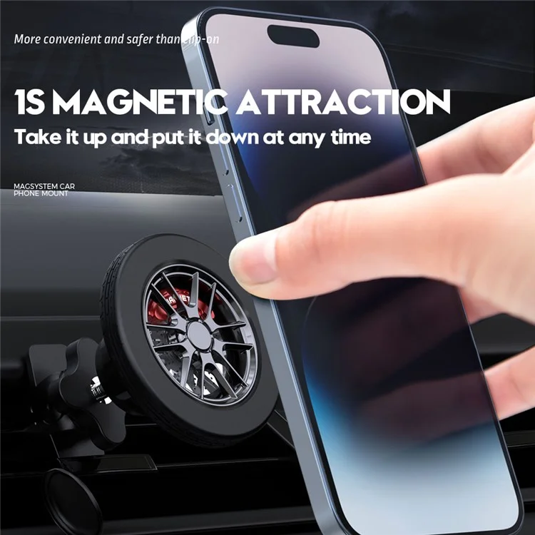 Bulk Purchasing CZ05-B Wheel Shape Magnetic Clip Car Phone Mount 360-Degree Rotating Air Vent Phone Holder