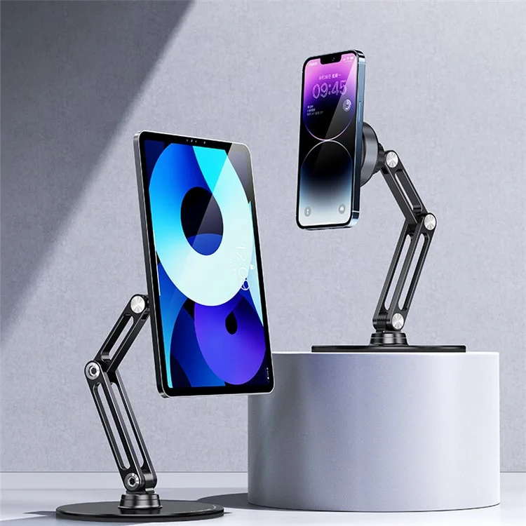 Bulk Purchasing HZ29 Suction Cup Round Rotating Phone Holder Desktop Cell Phone Tablet Folding Stand (Small) - Silver