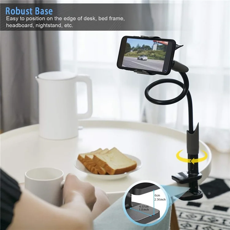 Bulk Buy SAIJI IVY I 85cm Phone Holder per telefono da 4"-6.3", supporto flessibile da tavolo, comodino, clip per telefono - Nero
