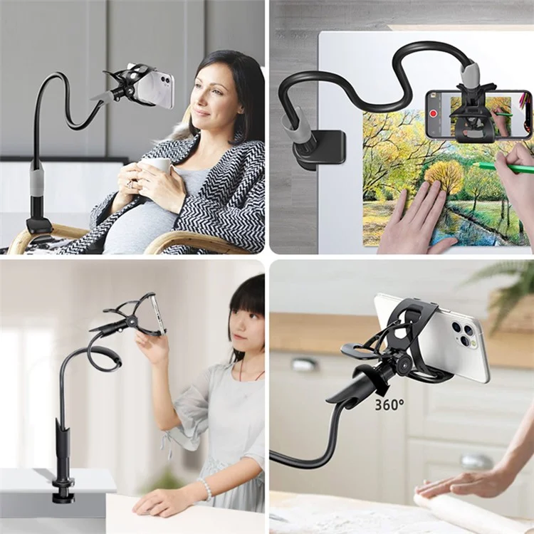 Bulk Buy SAIJI IVY I 85cm Phone Holder per telefono da 4"-6.3", supporto flessibile da tavolo, comodino, clip per telefono - Nero
