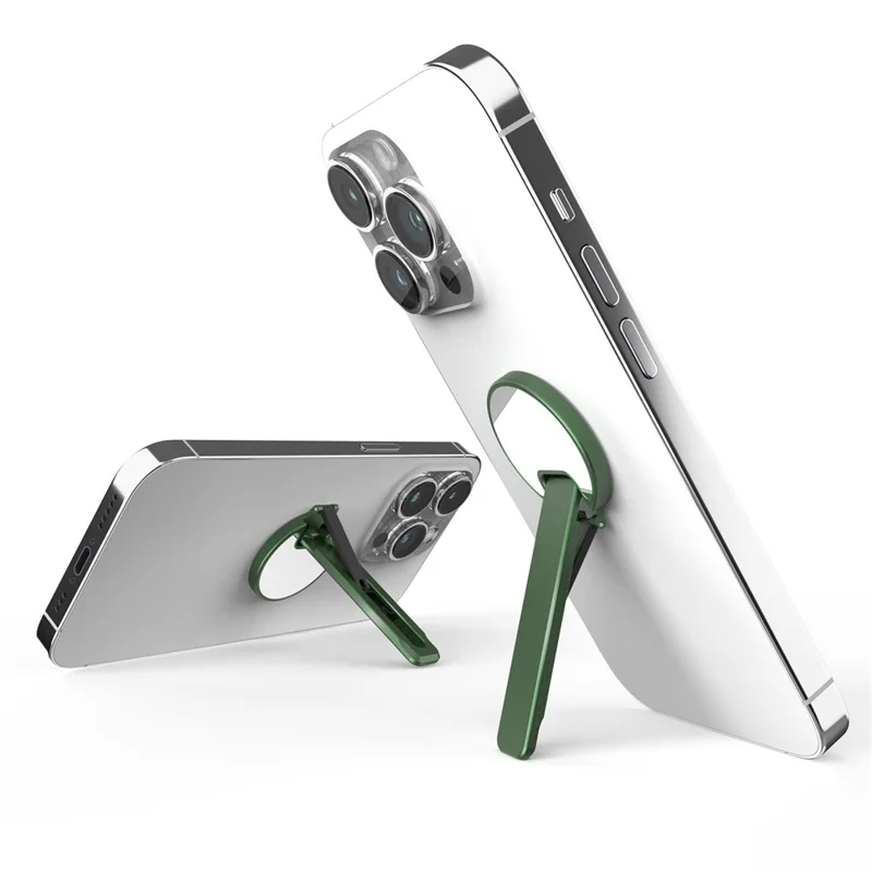 Cell Phone Ultra Thin Kickstand Folding Phone Back Stand Rotating Aluminum Alloy Phone Holder - Verde