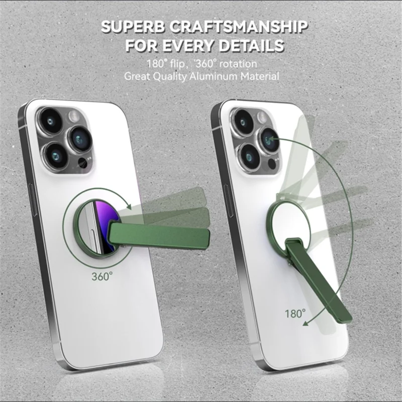 Cell Phone Ultra Thin Kickstand Folding Phone Back Stand Rotating Aluminum Alloy Phone Holder - Verde