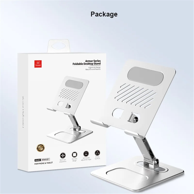 XUNDD XDHO-027 ArmorSeries Folding Desktop Stand Multi-Function Desktop Aluminum Alloy Tablet Holder - Black