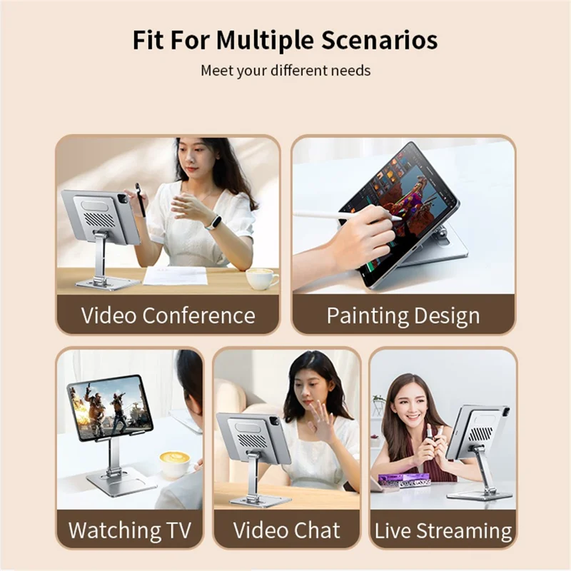 XUNDD XDHO-027 ArmorSeries Folding Desktop Stand Multi-Function Desktop Aluminum Alloy Tablet Holder - Black