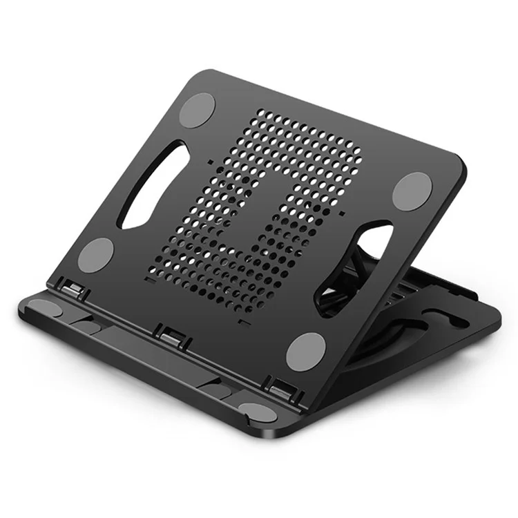 Höhenverstellbare tragbare Laptop-Kühlung, drehbarer Notebook-Kühlstand, Handyhalter - Schwarz