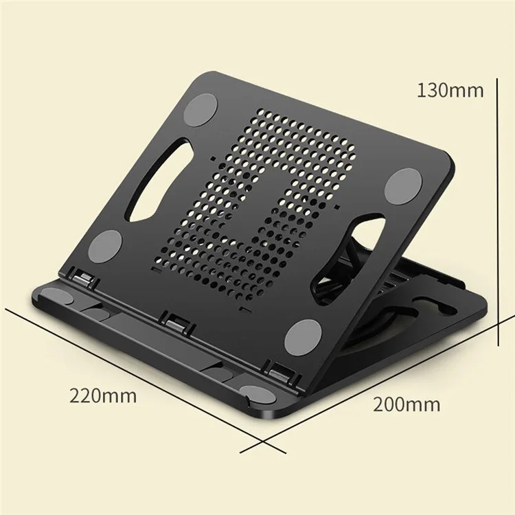 Portable Height Adjustable Laptop Cooling Base Rotatable Notebook Cooler Stand Phone Holder - Black