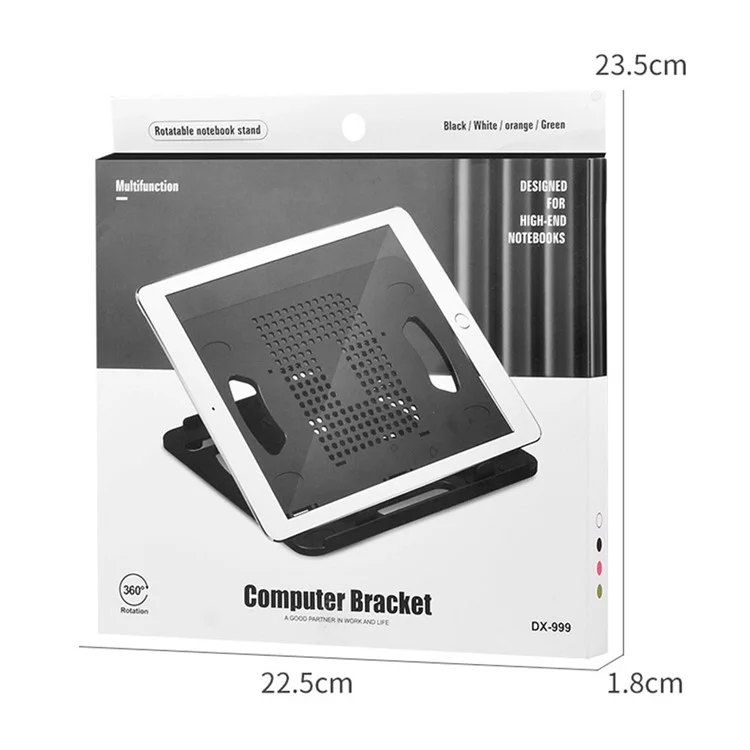 Höhenverstellbare tragbare Laptop-Kühlung, drehbarer Notebook-Kühlstand, Handyhalter - Schwarz