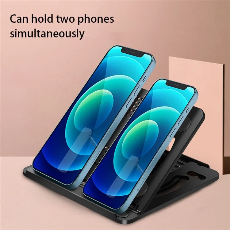 Portable Height Adjustable Laptop Cooling Base Rotatable Notebook Cooler Stand Phone Holder - Pink