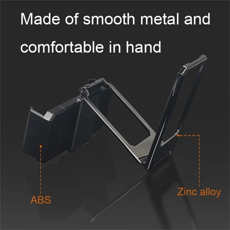Folding Metal Desktop Phone Kickstand 360-Degree Rotating Zinc Alloy Cell Phone Back Clip Stand - Black