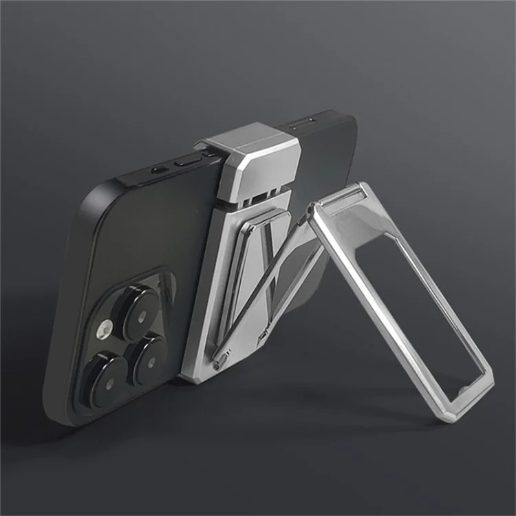 Folding Metal Desktop Phone Kickstand 360-Degree Rotating Zinc Alloy Cell Phone Back Clip Stand - Black