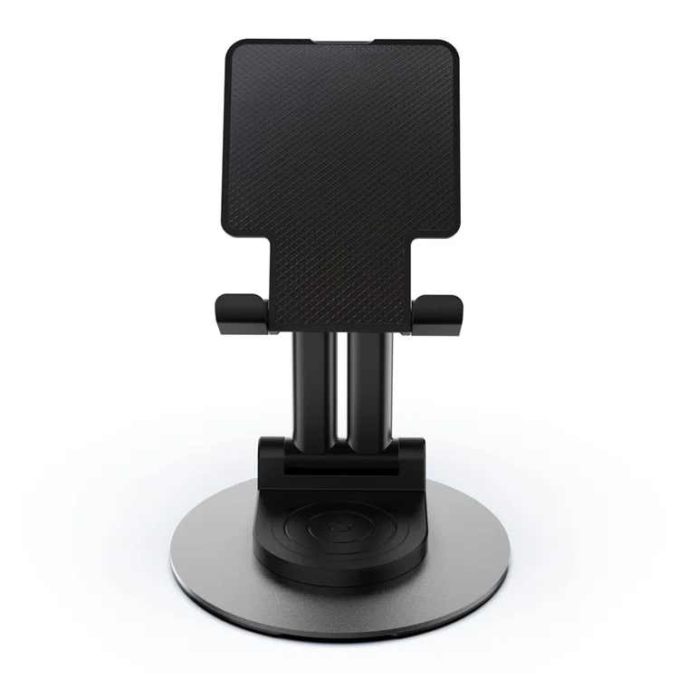 CCT22 Dual Tube Desktop Folding Cell Phone Stand ABS+Silicone Rotating Mobile Phone Holder - Black