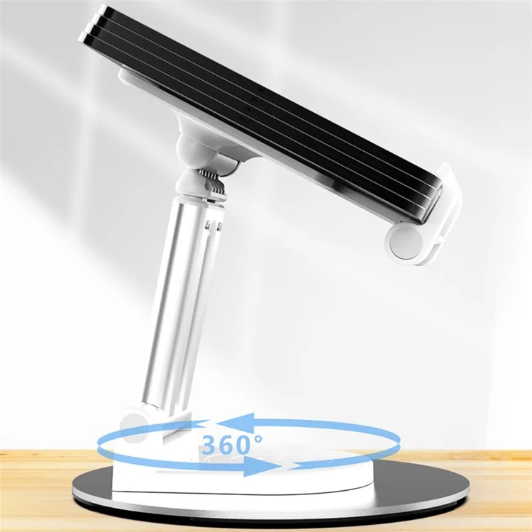 CCT22 Dual Tube Desktop Folding Cell Phone Stand ABS+Silicone Rotating Mobile Phone Holder - Black