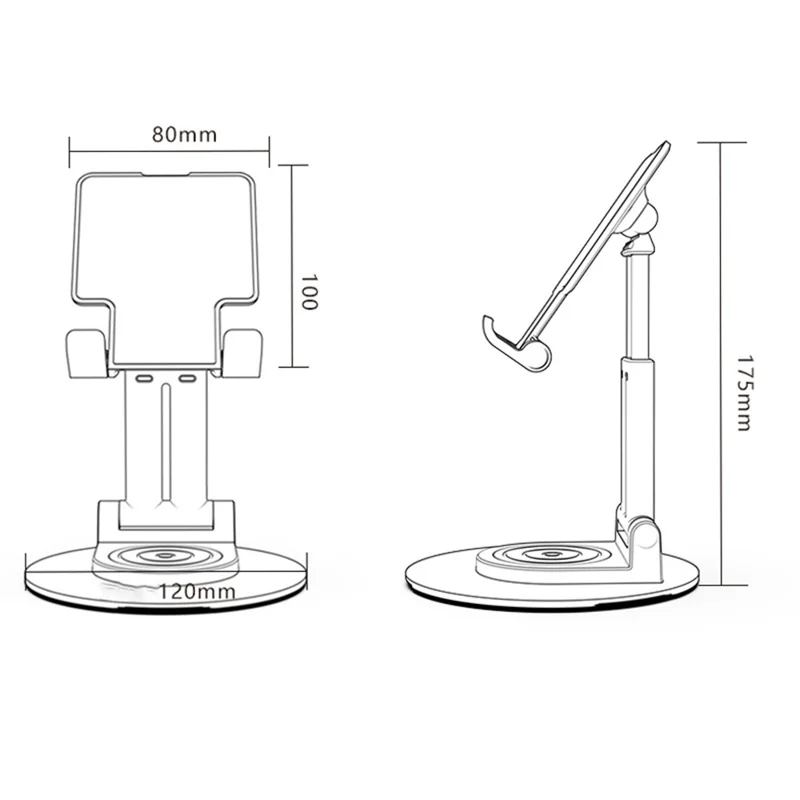 CCT22 Dual Tube Desktop Folding Cell Phone Stand ABS+Silicone Rotating Mobile Phone Holder - White