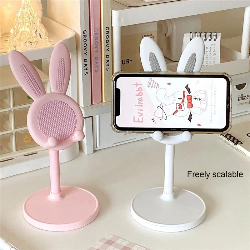 Cute Rabbit Phone Tablet Bracket Desktop Adjustable Cellphone Holder Stand for Devices within 10-inch - Blue