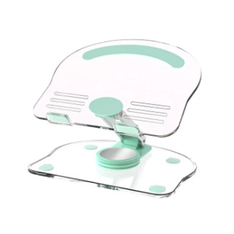 Acrylic Tablet Phone Stand Foldable Anti-Slip Transparent Tablet Holder with 360 Rotating Base - Green