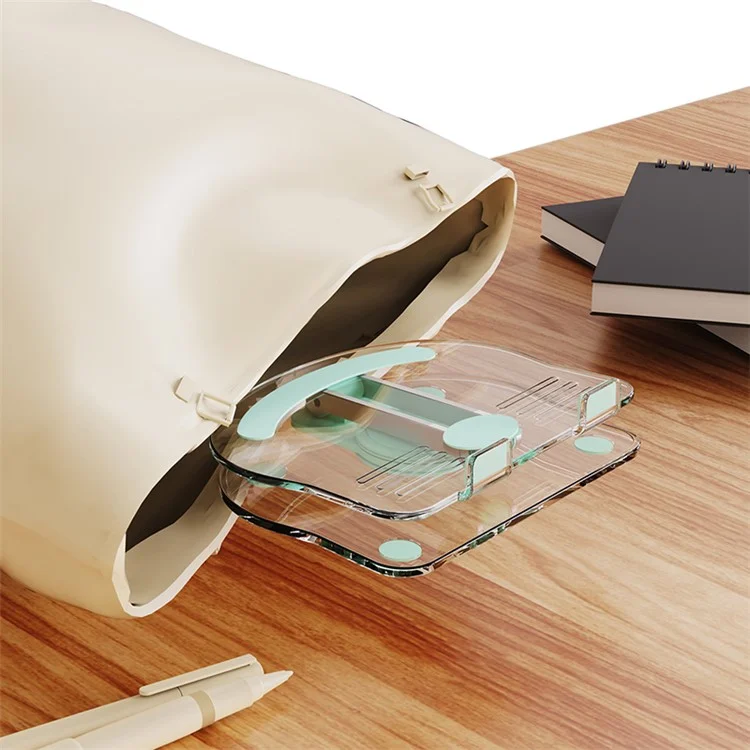 Acrylic Tablet Phone Stand Foldable Anti-Slip Transparent Tablet Holder with 360 Rotating Base - Green