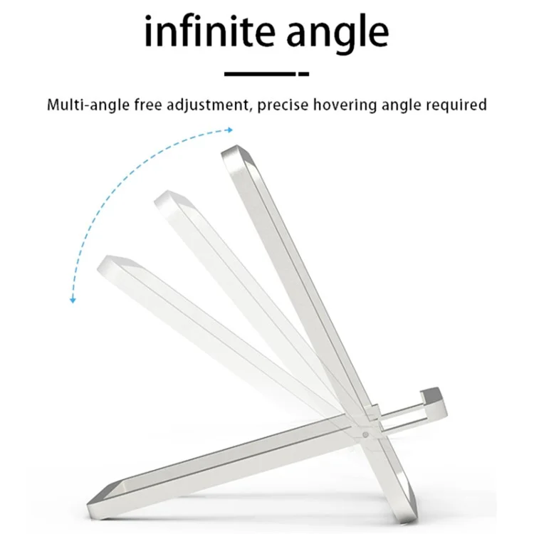 Cell Phone Stand Foldable Aluminum Alloy Adjustable Holder Phone Holder for Desk - Silver