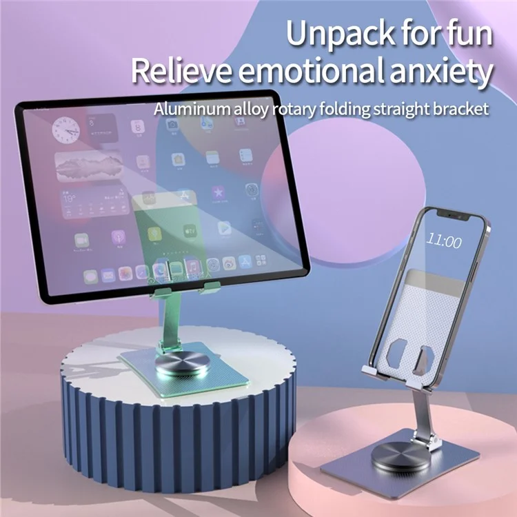 025 Aluminum Alloy Adjustable Stand Foldable Desktop Holder for 4.7 - 12 inch Smartphones, Tablets, e-Readers - Silver