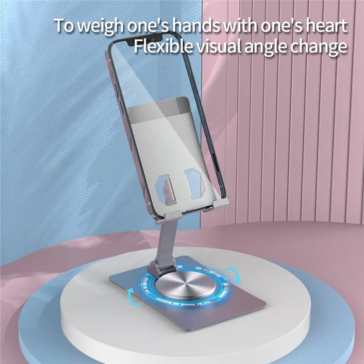 025 Aluminum Alloy Adjustable Stand Foldable Desktop Holder for 4.7 - 12 inch Smartphones, Tablets, e-Readers - Silver