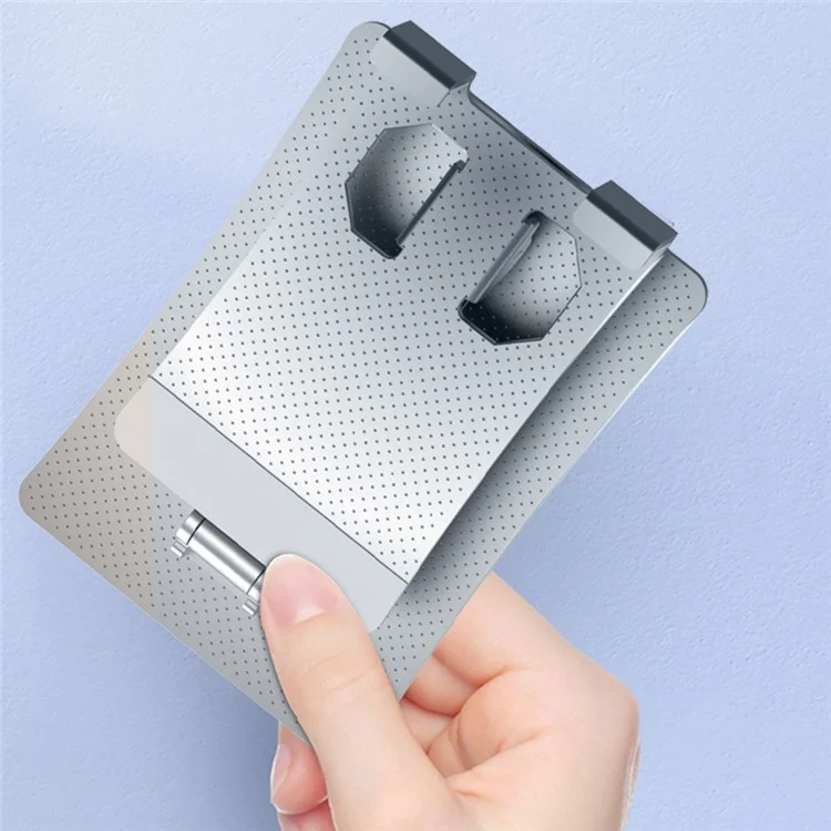 025 Aluminum Alloy Adjustable Stand Foldable Desktop Holder for 4.7 - 12 inch Smartphones, Tablets, e-Readers - Silver